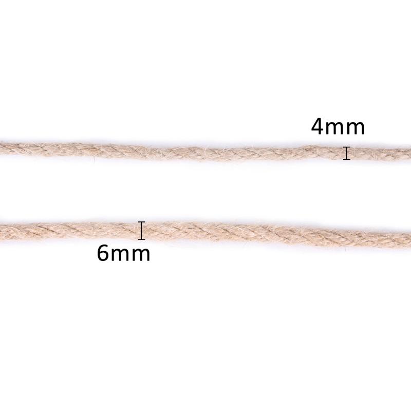 Cat Toys 4/6mm 50m Scratching Post Tree Toy Natural Jute Rope Twine Twisted Cord rame String DIY Craft Handmade Decor