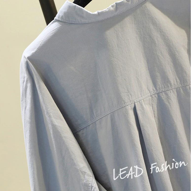 100% Cotton Women Shirt Plus Size Spring Loose Casual Long Sleeve Blouse Pink,White,Blue,Yellow Ladies Blouses Tops D75 210512