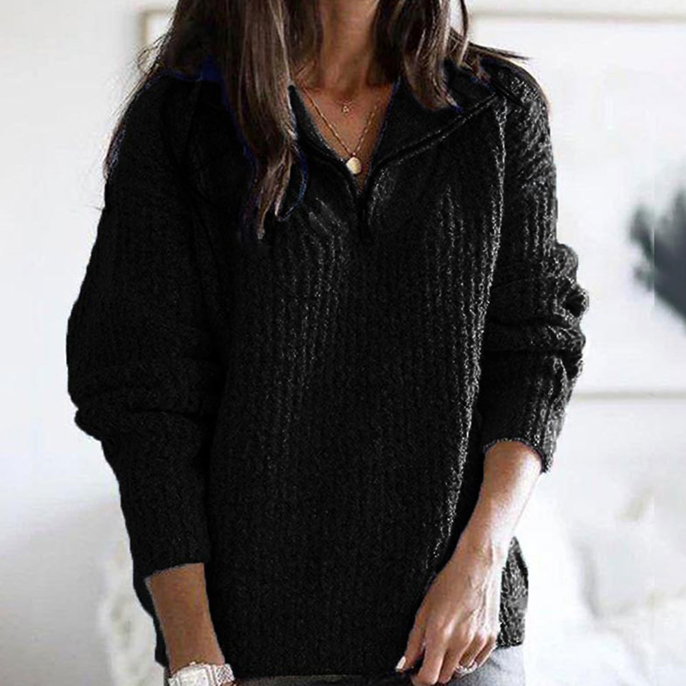 Europe Zipper Turtleneck Sweater Vintage Solid Pullover Plus Size Loose Knitted Jumpers Casual Tops S-5XL 210428