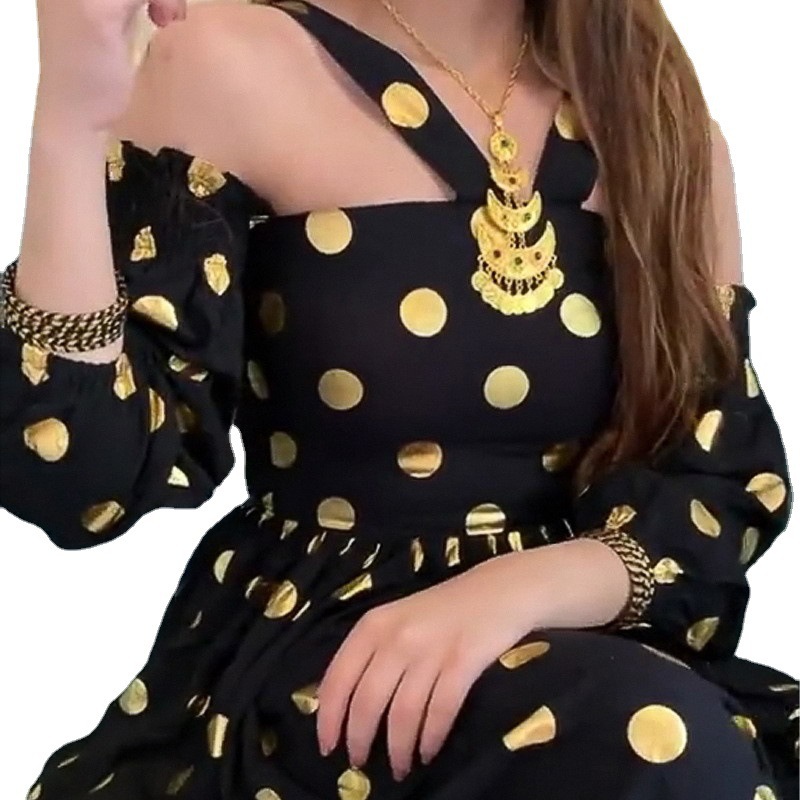 Women Dress Hollow Out Off Shoulder Sexy Bohemian Dresses For Vintage Long Dot Beach Style s Dropship 210524