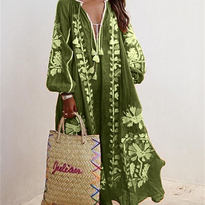 Women Dress V-neck Lantern Sleeve Lace Plus Size Summer Dresses Long Blue Fashion Sexy 210524