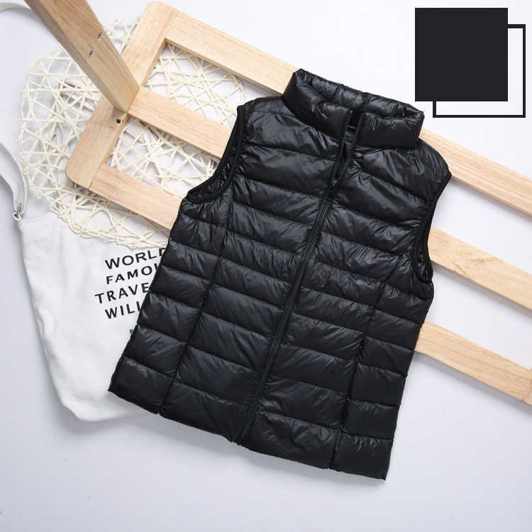 Women Ultra Light Down Vest Winter Warm Plus Size 4XL White duck down Jacket Female Vests Stand collar Sleeveless Waistcoat 211013