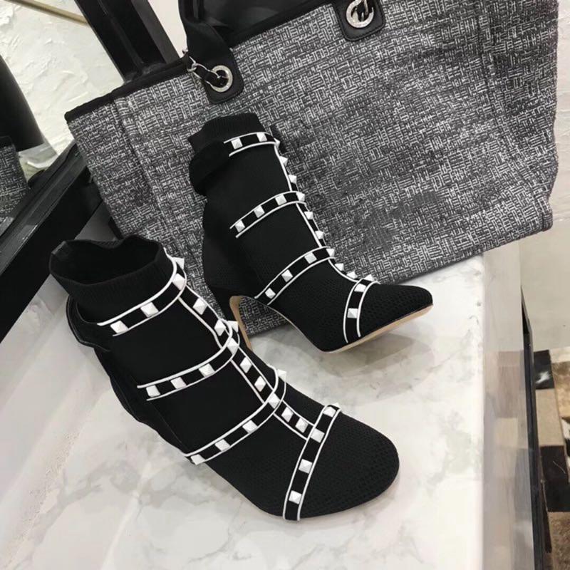 Boots Junetxin Women Luxury Design Short High Heel Thin Round Toe Stretch Fabric With Leather Rivets Quality
Boots Junetxin Women Luxury Design Short High Heel Thin Round Toe Stretch Fabric With Leather Rivets Quality