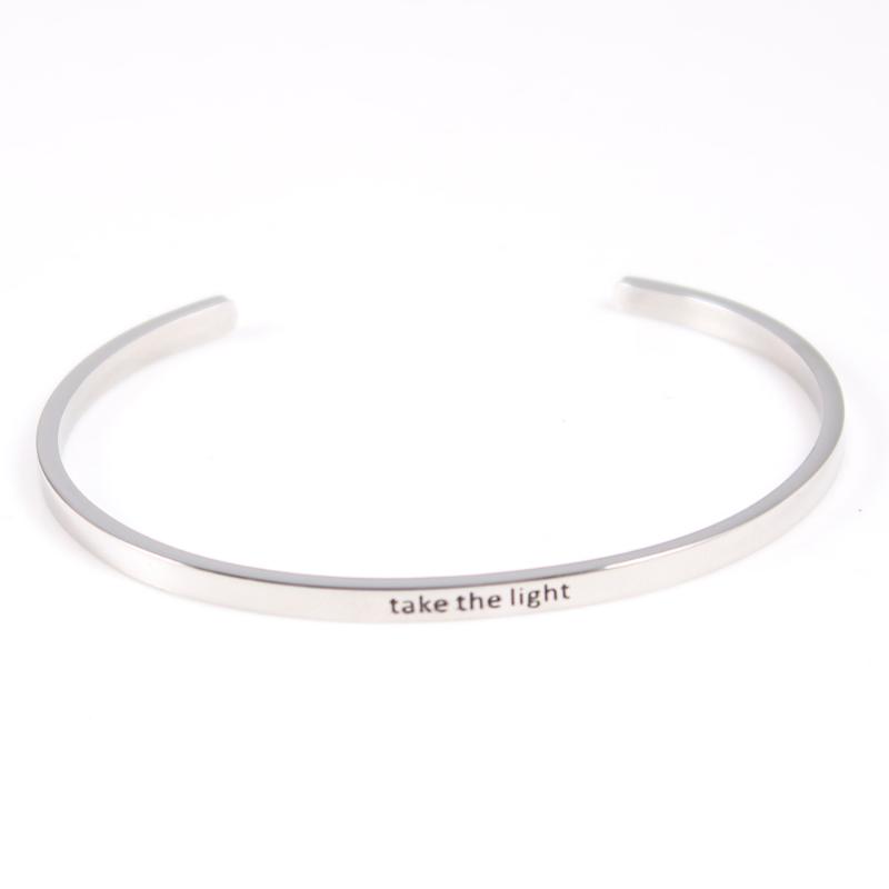 Bangle Take The Light Stainless Steel Engraved Message Positive Inspirational Cuff Mantra Bracelet For Women Gifts
Bangle Take The Light Stainless Steel Engraved Message Positive Inspirational Cuff Mantra Bracelet For Women Gifts
