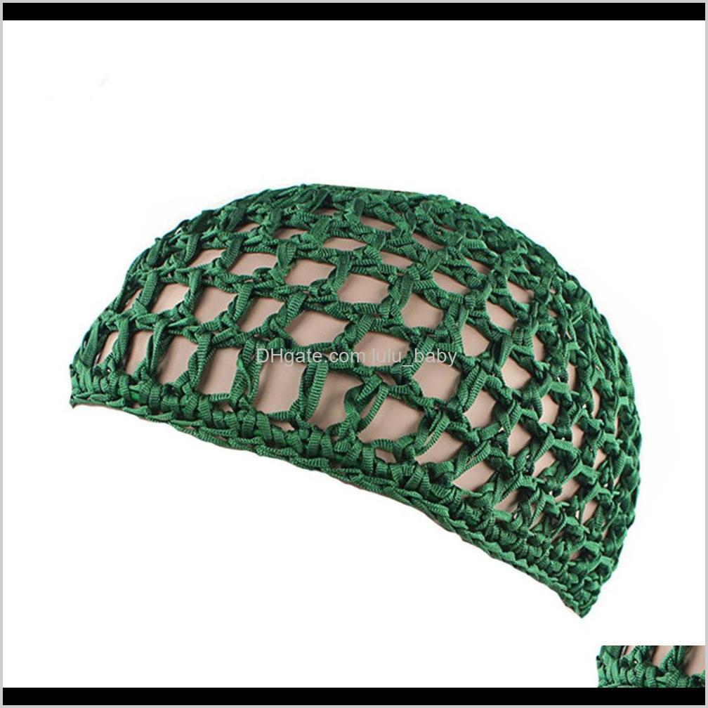 Womens Mesh Hair Net Crochet Cap Solid Color Snood Sleeping Night Cover Turban Hat Casual Beanie Chemo Hats Pltfc Wig Caps Nb