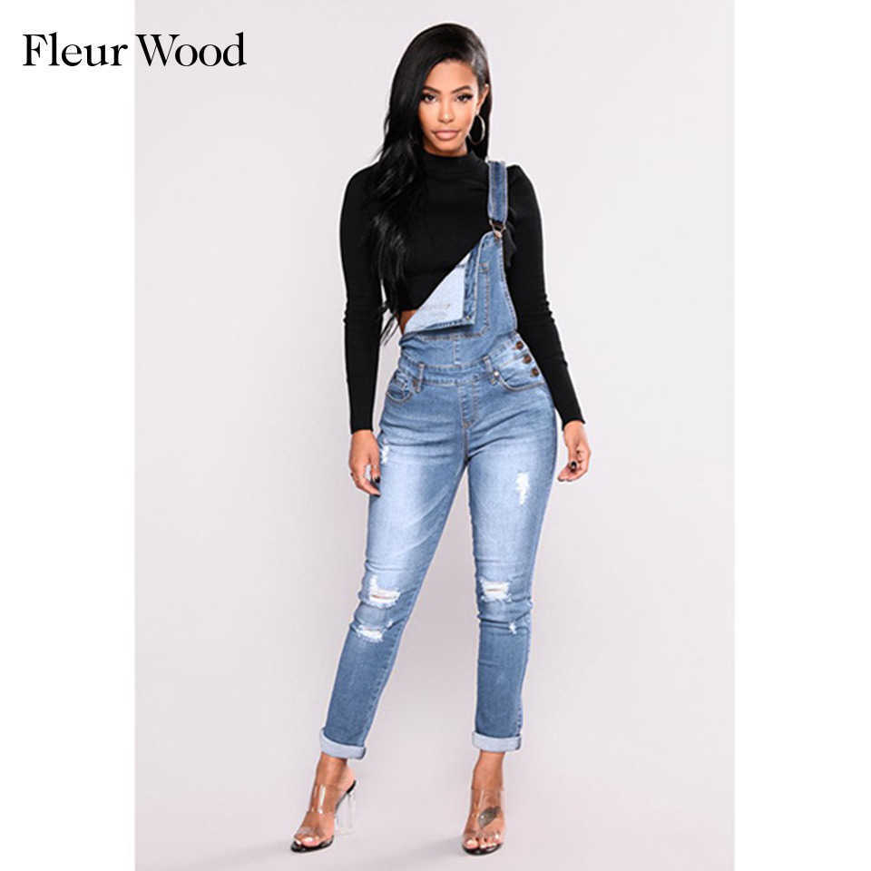 FLEUR WOOD Jeans Bib Female Slimming Denim For Women Plus Size Stretch Skinny pantalones vaqueros mujer 210809