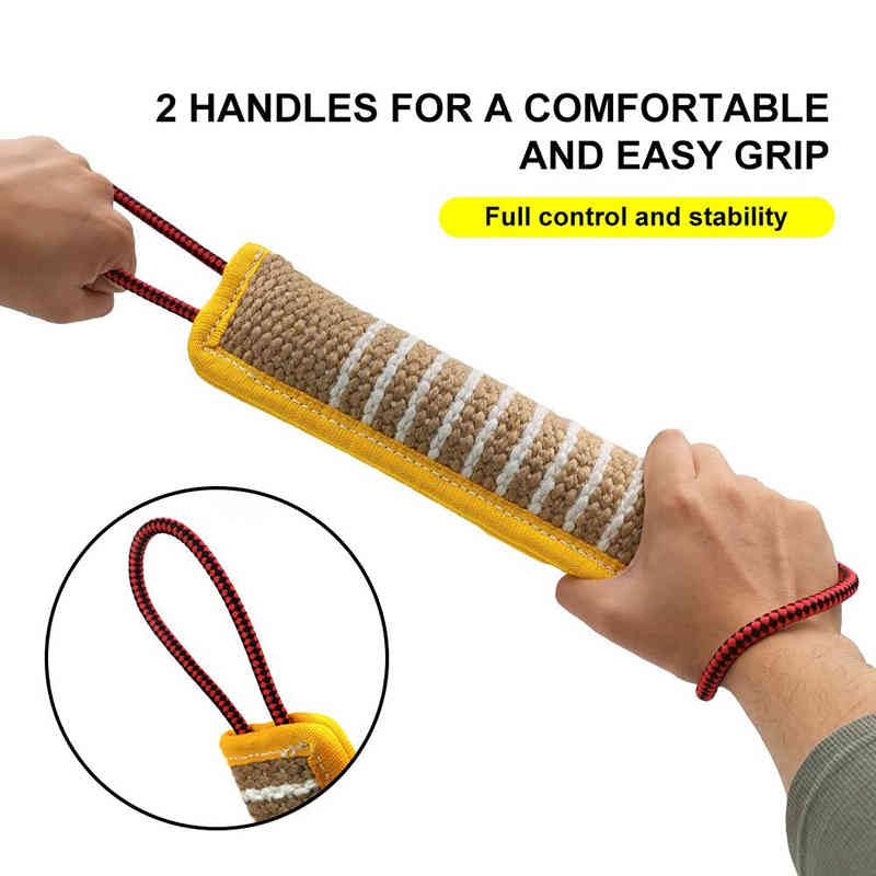 Durable Dog Tug Toy 2 Strong Handles Interactive Pet Toys Small Large Dogs Jute Bite Pillow Puppy Training Play Game