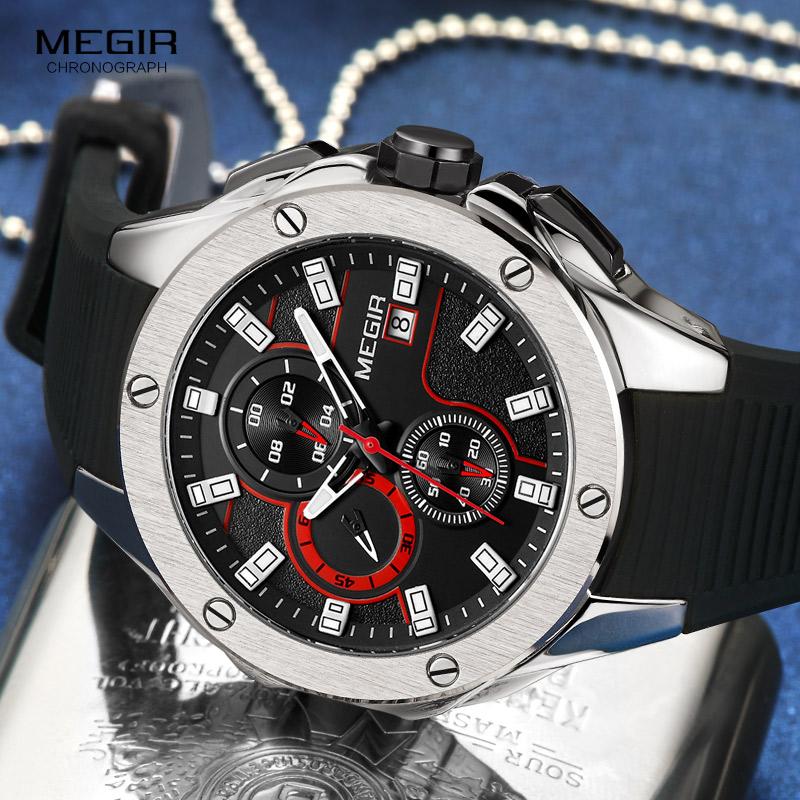 Wristwatches MEGIR Men's Sports Quartz Watches Fashion Silicone Strap Chronograph Wristwatch For Man Luminous Hands Waterproof 2053GBK, M2053rose
Wristwatches MEGIR Men's Sports Quartz Watches Fashion Silicone Strap Chronograph Wristwatch For Man Luminous Hands Waterproof 2053GBK, M2053rose