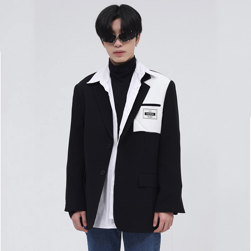 Menswear Korean Design Casual Suit Coat Color Lock Splicing Letter Printting Blazer Single Breastead Chic 2021 New Clothing, White;black
Menswear Korean Design Casual Suit Coat Color Lock Splicing Letter Printting Blazer Single Breastead Chic 2021 New Clothing, White;black