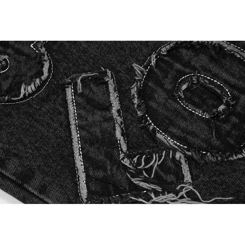 IEFB Spring Men's Denim Trousers High Street Washed Jeans For Men Vintage Letter Patchwork Straight Pants Hip Hop Y5725 210524