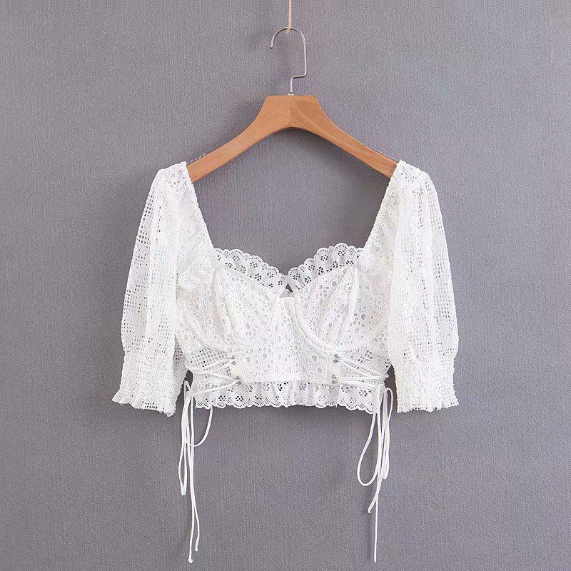 t shirt 2021 summer fashion pullover v-neck bubble short sleeve solid color slim lace stitching tied rope top, White
t shirt 2021 summer fashion pullover v-neck bubble short sleeve solid color slim lace stitching tied rope top, White
