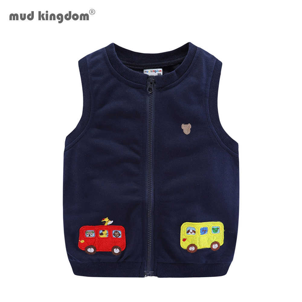 Mudkingdom Girl Boy Vest Jacket Cartoon Zip Up Sleeveless Jackets for Kids Spring Outerwear Cute Children Clothes Autumn 210615