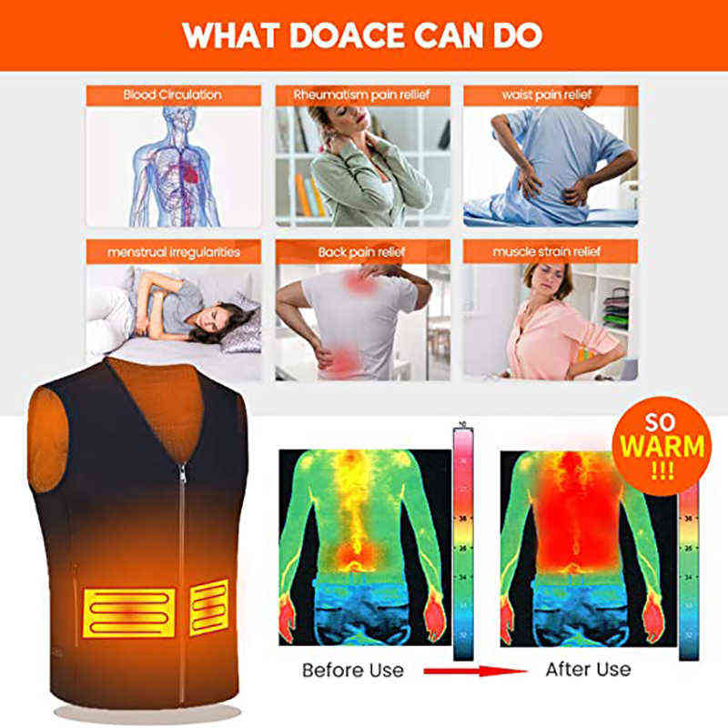 Men's sleeveless jacket Electric Heating Vest Thermal Warm Heating Clothes Outdoor Fishing Hunting Vest Winter USB Heated Jacket 211111