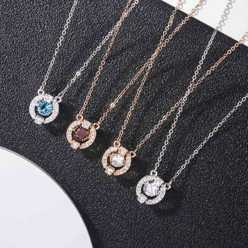 S925 Sterling Silver Leaping Round Smart Necklace Heart-shaped Chain Clavicle Female Shi's Beating Heart Pendant