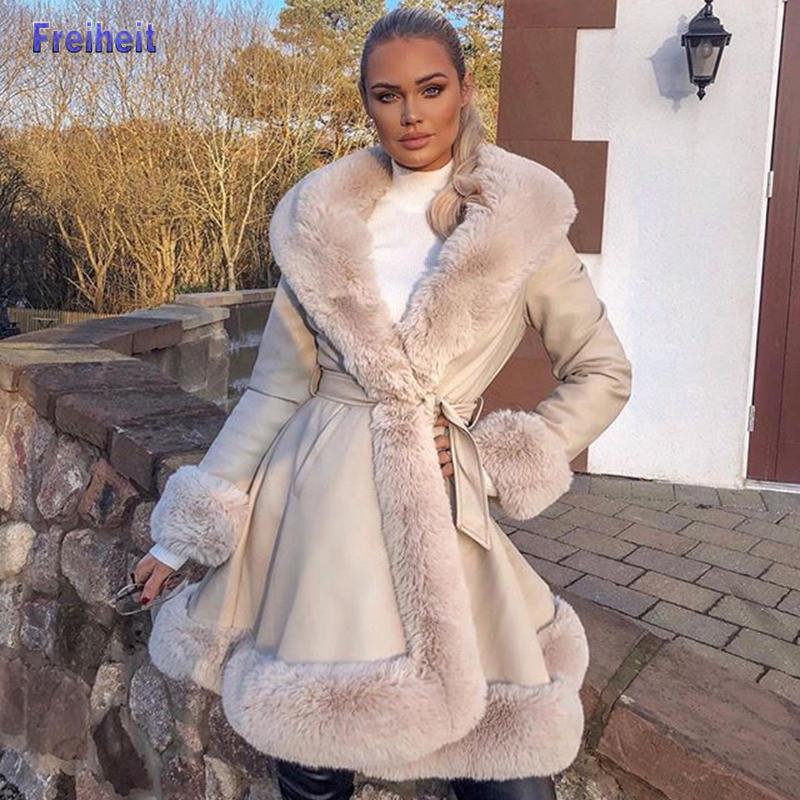 Women's Leather & Faux Side Pockets Jackets Women Fashion PU Tie Belt Waist Long Coats Elegant Solid Fur Female Ladies, Black
Women's Leather & Faux Side Pockets Jackets Women Fashion PU Tie Belt Waist Long Coats Elegant Solid Fur Female Ladies, Black