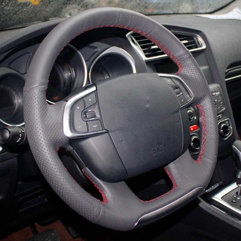 Steering Wheel Covers Hand-stitched Black Leather Car Case For C4 C4L 2011-2021 DS4
Steering Wheel Covers Hand-stitched Black Leather Car Case For C4 C4L 2011-2021 DS4