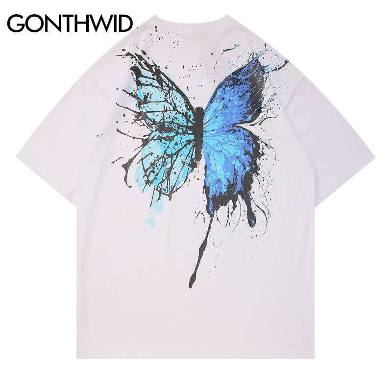 GONTHWID Graffiti Ink Streetwear Tshirts Hip Hop Fashion Casual Short Sleeve Tees Shirts Men Summer Tops 210629