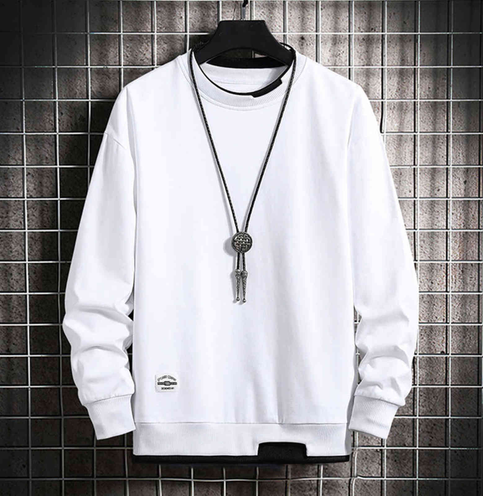 Spring Men Crewneck Sweatshirt Harajuku Oversized Japanese Streetwear Black Hoodie Hip Hop Sweatshirts Hoodies Male Tops 211106