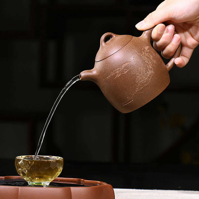 Quality Large capacity 420ml Yixing tea pot purple clay teapot Handmade kettle Raw ore Teaware Chinese Tea ceremony supplies 210813