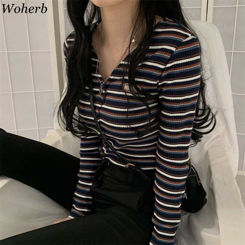 Woherb Women Korean Chic Spring Summer Striped Cardigan V-Neck Casual Thin Sweater Female Vintage Knitted Jackets Cardigans 211019, Yellow
Woherb Women Korean Chic Spring Summer Striped Cardigan V-Neck Casual Thin Sweater Female Vintage Knitted Jackets Cardigans 211019, Yellow
