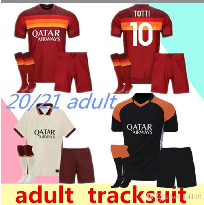 2020 2021 as SOCCER Jerseys adult KIT TOTTI DE ROSSI 20/21 home away DZEKO 2020/21 football soccer Jerseys SET with socks