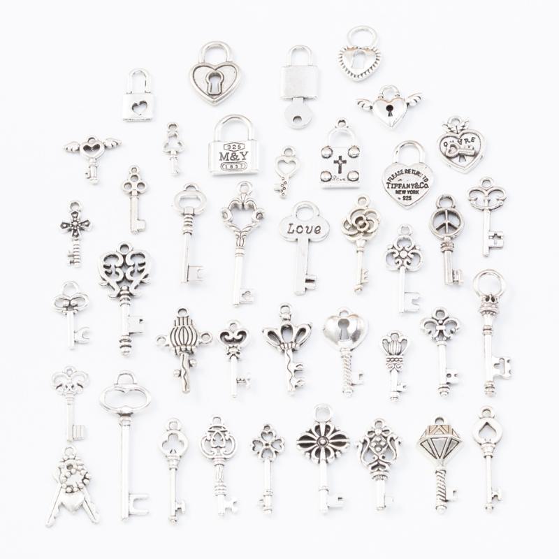 Charms HEYUYAO 40pcs Mix Vintage Silver Color Metal Zinc Alloy Key Fit Jewelry Making DIY Handmade
Charms HEYUYAO 40pcs Mix Vintage Silver Color Metal Zinc Alloy Key Fit Jewelry Making DIY Handmade