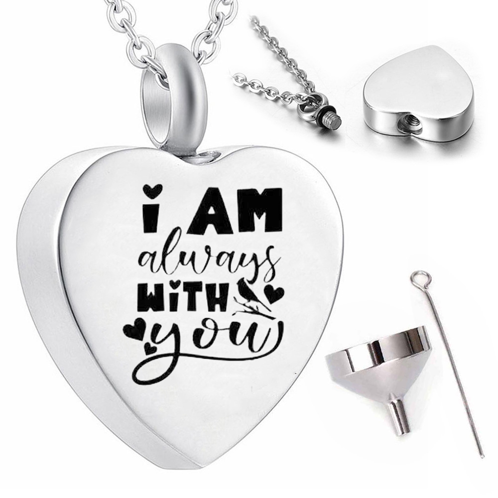 Cremation jewelry souvenir gift heart-shaped ashes urn pendant necklace memorial-I am always with you
Cremation jewelry souvenir gift heart-shaped ashes urn pendant necklace memorial-I am always with you