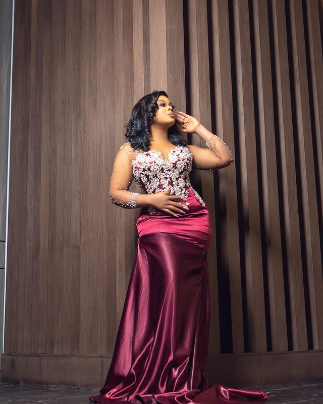 2021 Plus Size Arabic Aso Ebi Burgundy Lace Beaded Prom Dresses Sheer Neck Mermaid Long Sleeves Evening Formal Party Second Reception Gowns Dress ZJ46