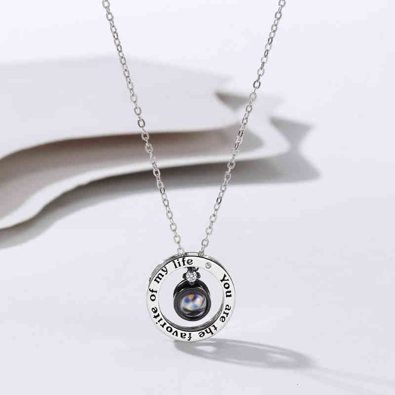 S925 Sterling Silver Projection Couple Necklace Women's Simple Fashion Neck Chain Jewelry, Niche Design Pendant Gift