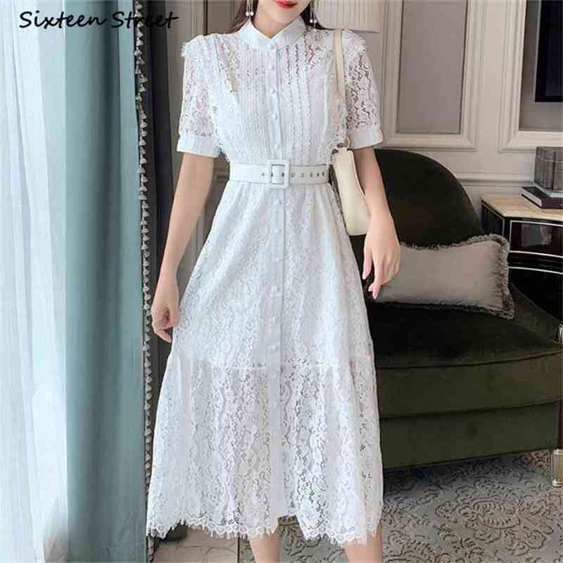 Luxury White Lace Dresses for Woman Summer Vintage Party Bodycon Belt Short Sleeve Runway Design Self 210603, Brown
Luxury White Lace Dresses for Woman Summer Vintage Party Bodycon Belt Short Sleeve Runway Design Self 210603, Brown