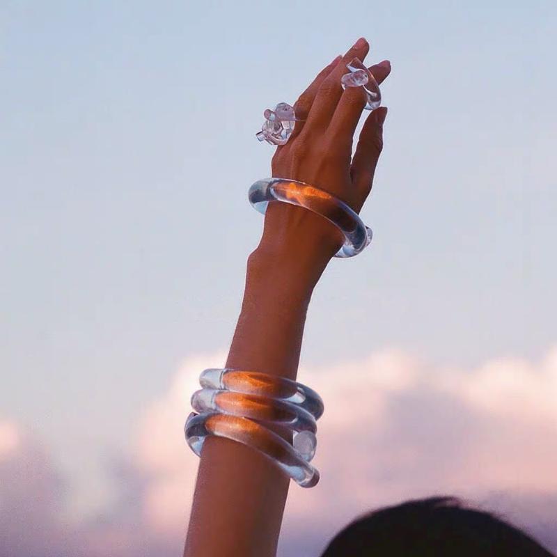 Bangle Transparent Resin Acrylic Cross Bracelet