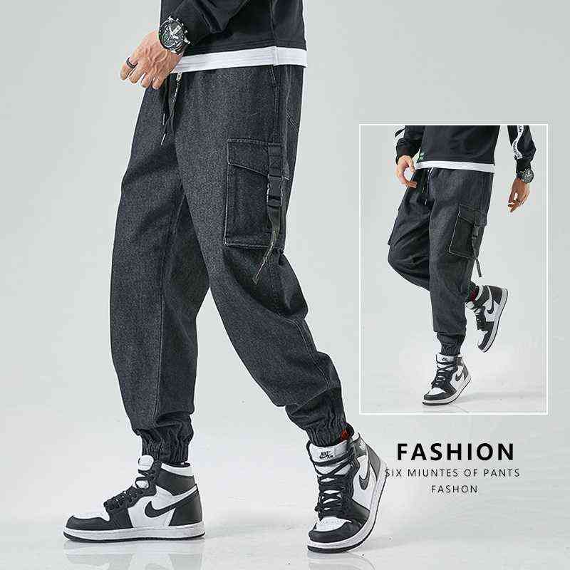 Men Joggers Cargo Denim Pants Baggy Harem Japanese Streetwear Styke Male Ankle Harajuku Casual Hip Hop Jeans Trousers Men 211120