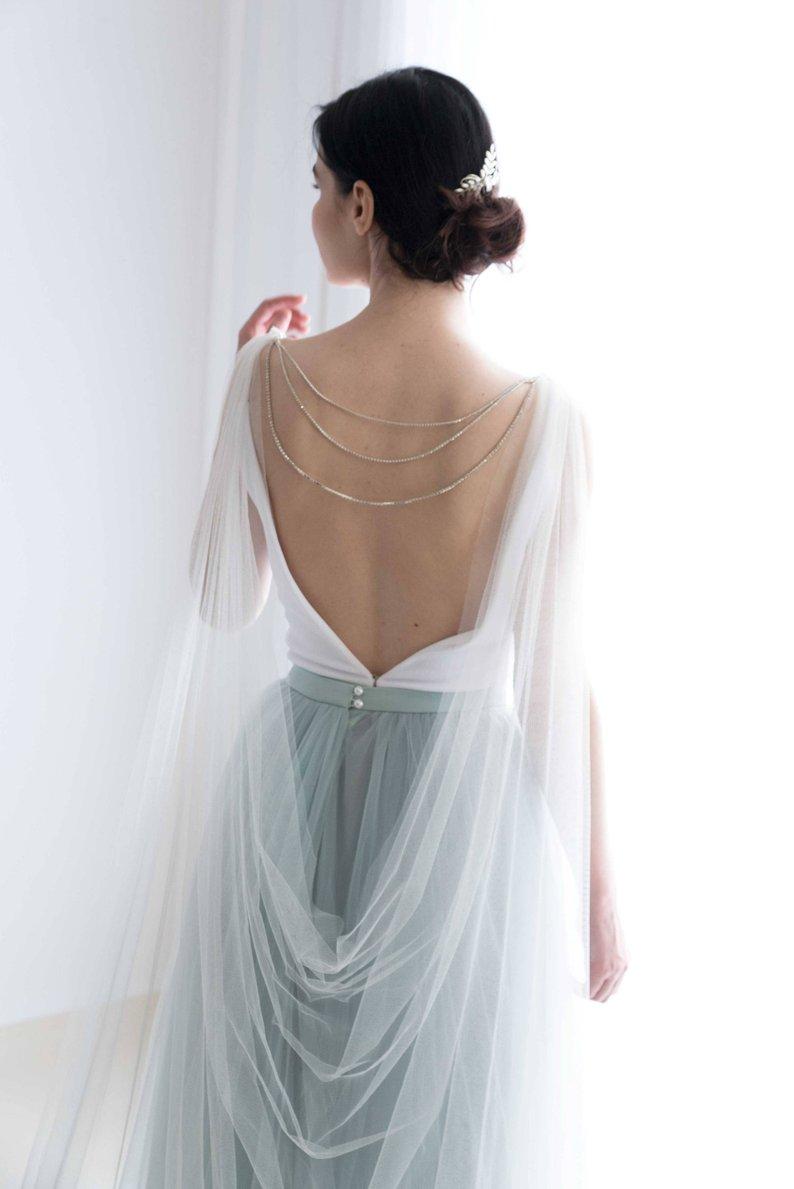 Bridal Veils Cape With Back Necklace - Veil Shoulder Wedding, White
Bridal Veils Cape With Back Necklace - Veil Shoulder Wedding, White