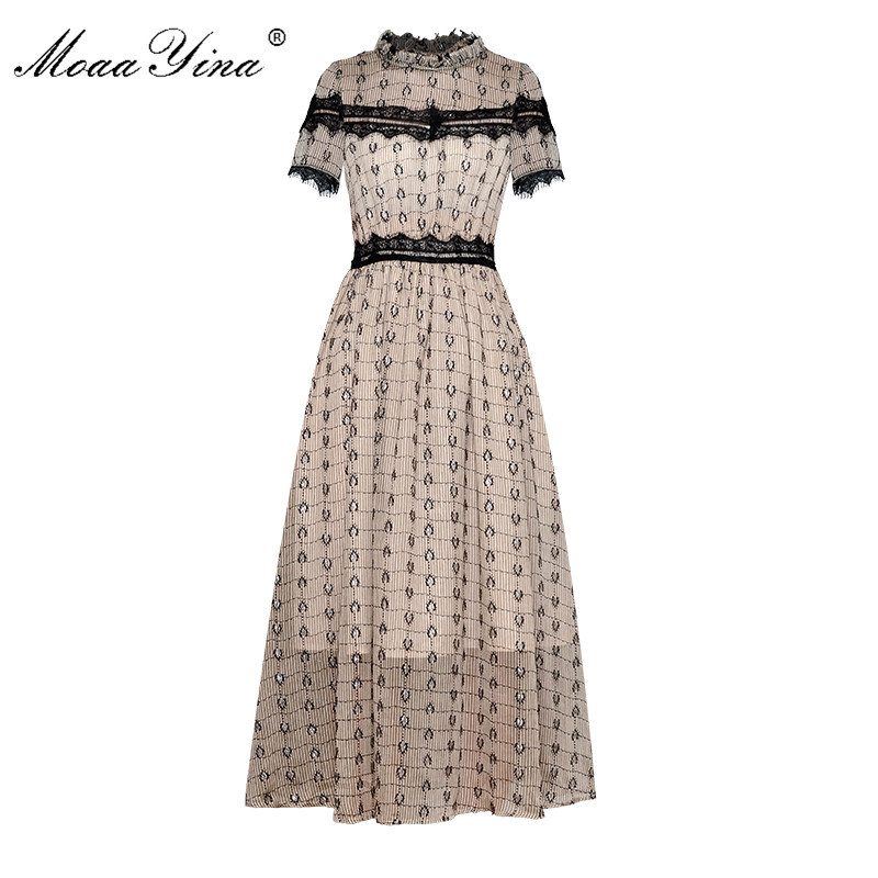 Moaa Yina Fashion Designer Runway dress Spring Summer Women Dress Short sleeve Lace Stripe Dresses 210524, Champagne
Moaa Yina Fashion Designer Runway dress Spring Summer Women Dress Short sleeve Lace Stripe Dresses 210524, Champagne