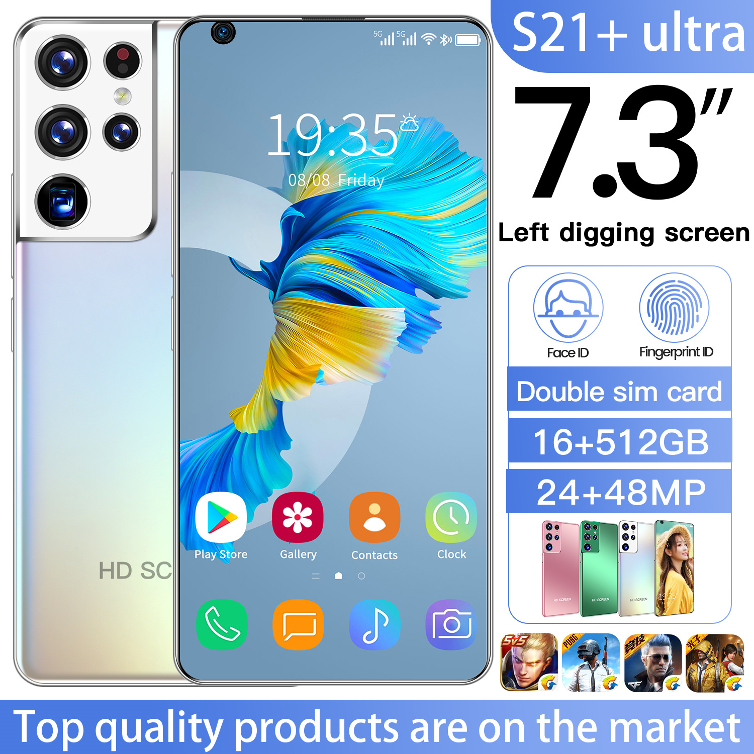 S21+ Ultra 7.3 Inch Smart Phone Ulefone 4G/5G Android 10.0 16GB RAM 512GB ROM Dual Sim Unlocked Phone vkworld от DHgate WW