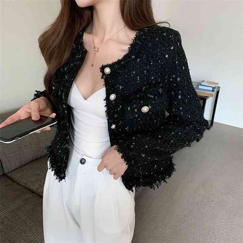 Small Fragrance Women Tweed Outerwear Autumn Winter Single Breasted Tassel Blends Wool Female Long Sleeve Jacket Coat 210519, Black
Small Fragrance Women Tweed Outerwear Autumn Winter Single Breasted Tassel Blends Wool Female Long Sleeve Jacket Coat 210519, Black