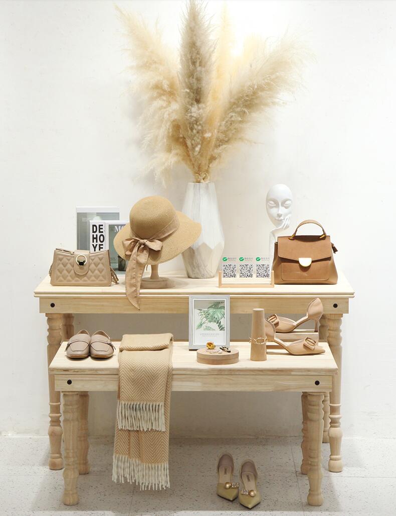 Clothing store display rack Storage Holders women's cloth show table water tables solid wood high and low booth decoration