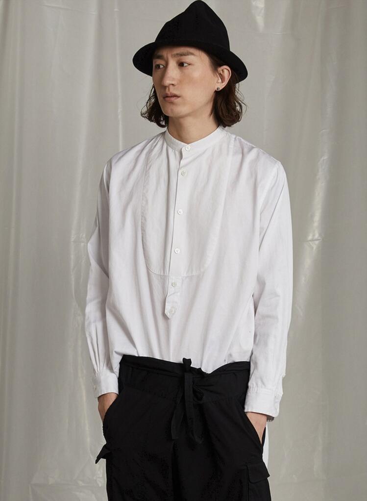 S-6XL 2021 Men's Clothing Hair Stylist Fashion Original Street Model Asymmetric Hem Stand Collar Shirt Plus Size Costumes Casual Shirts