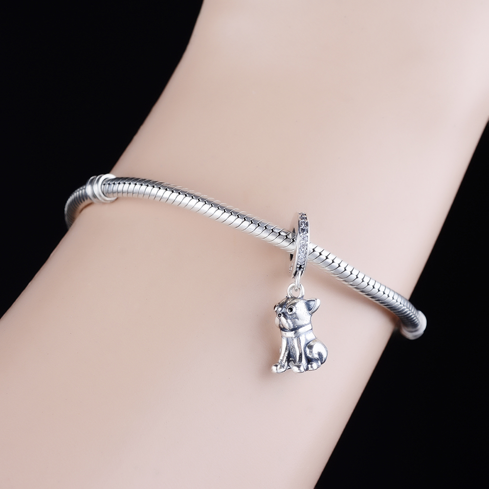 Fit Original Brand Charm Bracelet Authentic 925 Sterling Silver Human Loyal French Dog Bulldog Bead For Making Women Berloque