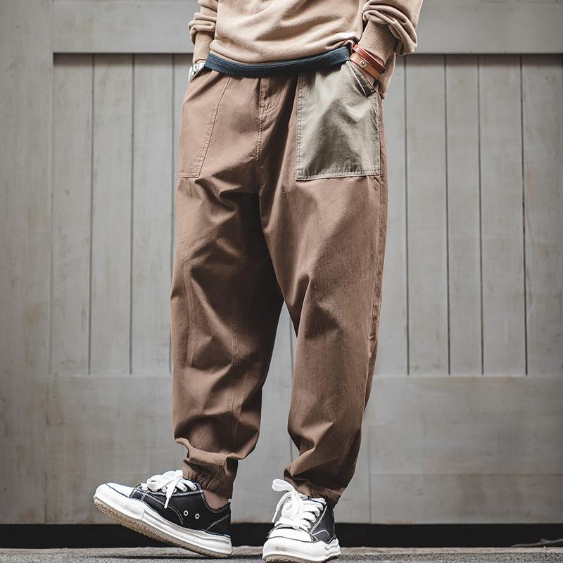 Men Cargo Pants Japanese Retro Trousers Loose Drawstring Autumn Tide Brand Trendy Overalls Casual Men's Feet