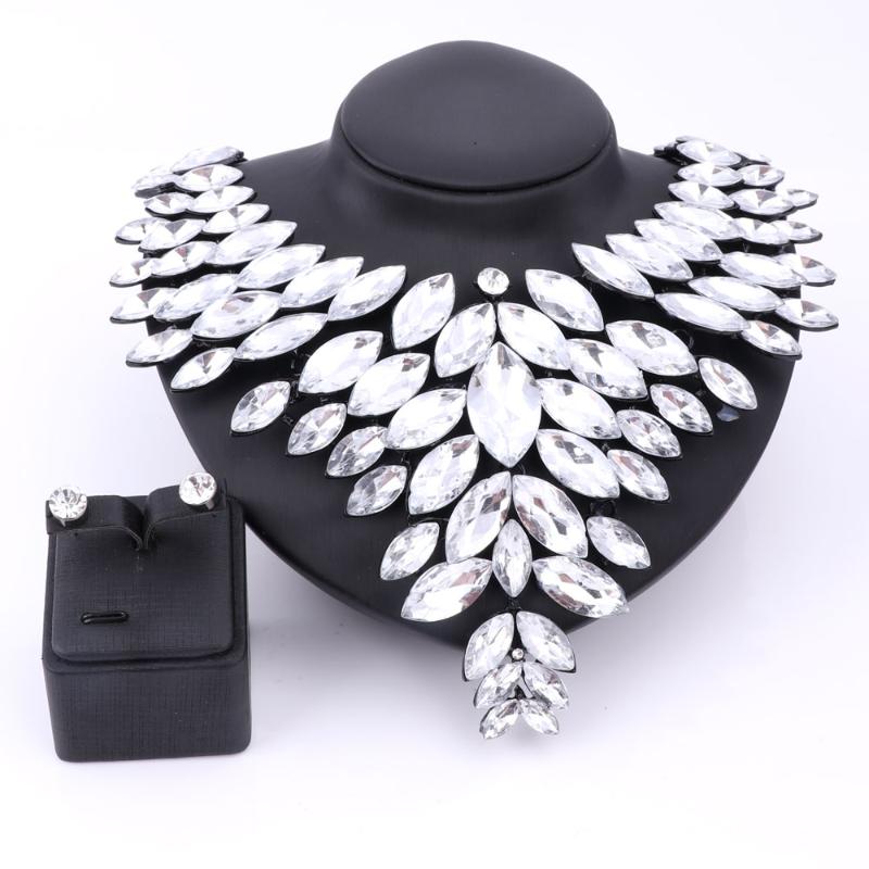 Earrings & Necklace Luxury Gun Black Chain Crystal Bridal Statement Jewelry Set For Brides Earring Wedding Party Accessories Sets, Silver
Earrings & Necklace Luxury Gun Black Chain Crystal Bridal Statement Jewelry Set For Brides Earring Wedding Party Accessories Sets, Silver