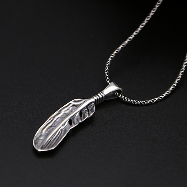 Handmade 925 sterling silver feather pendants with gold color eagle without chain American Indian antique designer luxury fine jewelry accessories gif