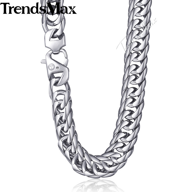 Trendsmax 15mm 60cm 70cm 316L StainlSteel Necklace for Men Silver Color Curb Cuban Link Men's Chain KHN57 X0509
Trendsmax 15mm 60cm 70cm 316L StainlSteel Necklace for Men Silver Color Curb Cuban Link Men's Chain KHN57 X0509