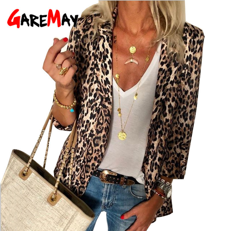 Women Leopard Print Jacket Winter Warm Slim Fit Coats Cardigan Blazer Casual Fashion Office Ladies Long Sleeves Streetwear Femme 210428