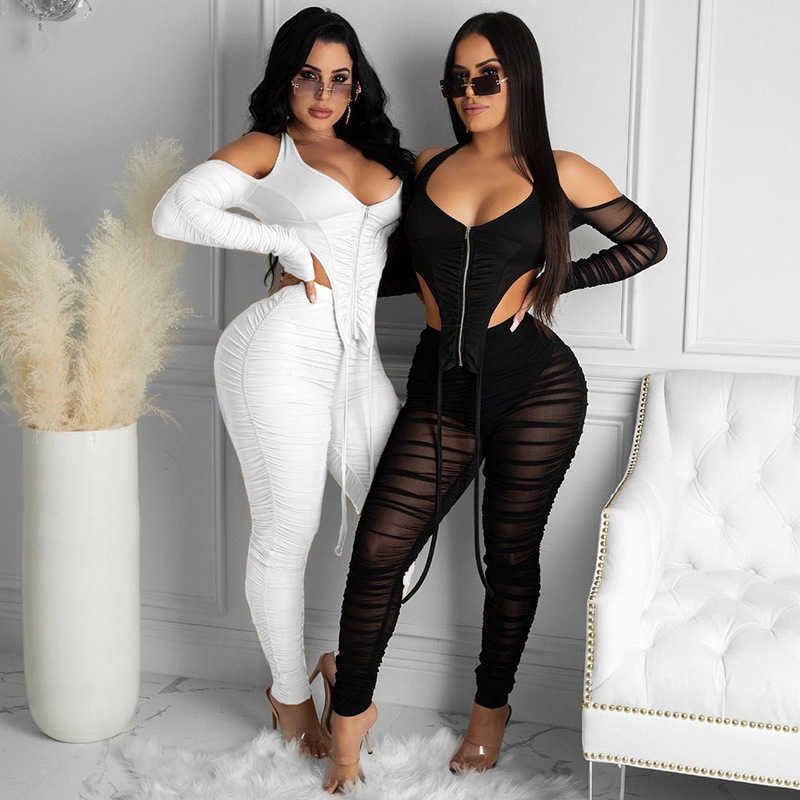 QuanRun Sexy Fashion Women Solid Clothing Halter Top Perspective Mesh Long Jumpsuit Party Sexy Club Streetwear Spring 210604, White pants
QuanRun Sexy Fashion Women Solid Clothing Halter Top Perspective Mesh Long Jumpsuit Party Sexy Club Streetwear Spring 210604, White pants