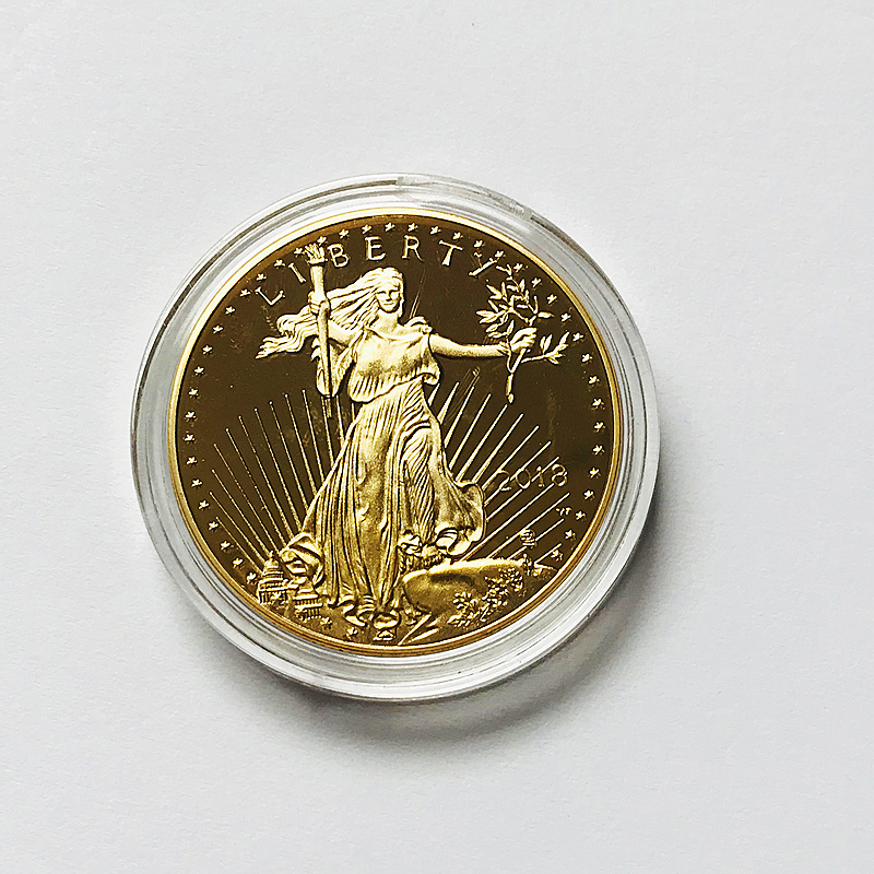 10 pcs Non magneitc Other Arts and Crafts In God trust American Freedom gold plated Liberty souvenir coin Home Decoraiton Collectible Gift