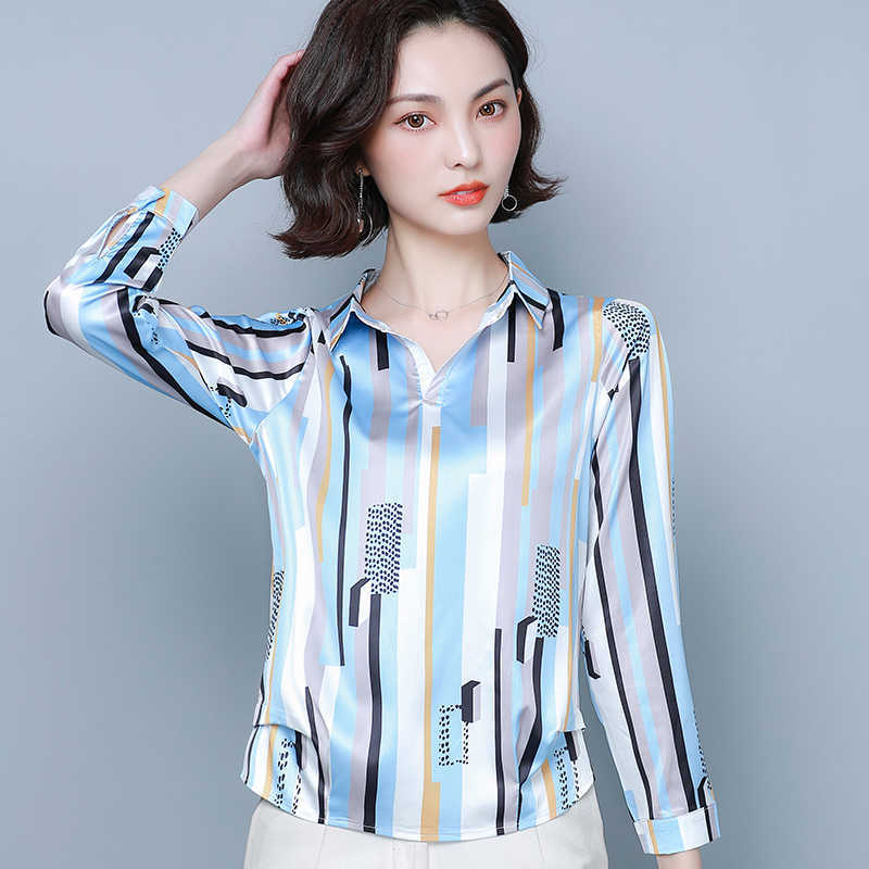 Korean Fashion Silk Women Shirts Satin Office Lady Blouses Plus Size 4XL s Tops and Blusas Femininas Elegante 210531