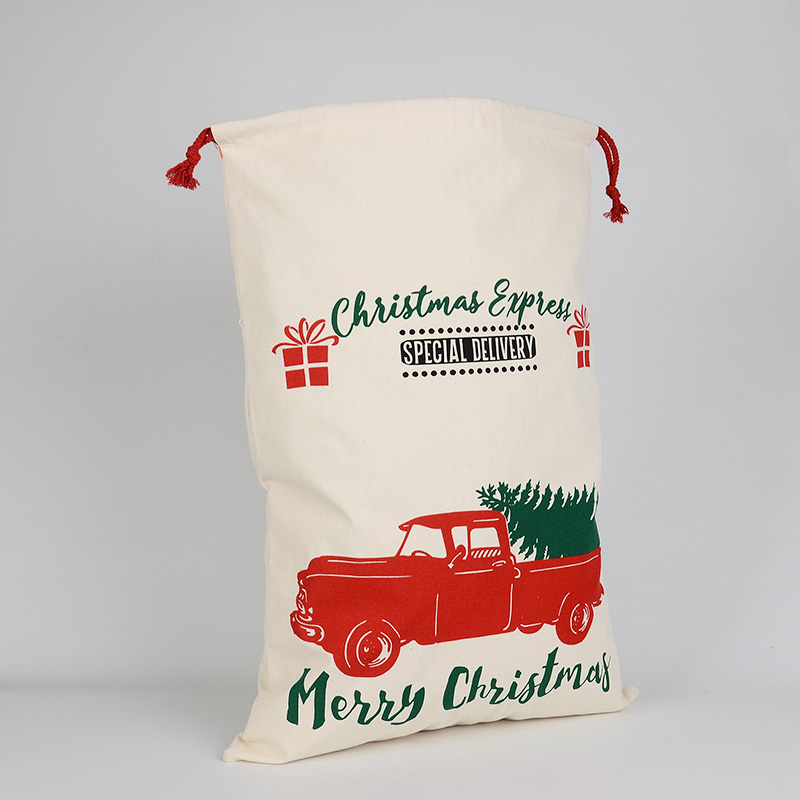 Lovely Chrismas Large Captity Hand Elk Christmas Tree Printed Candy Drawstring Bag Gift Canvas Bags VT1605 Free shipping