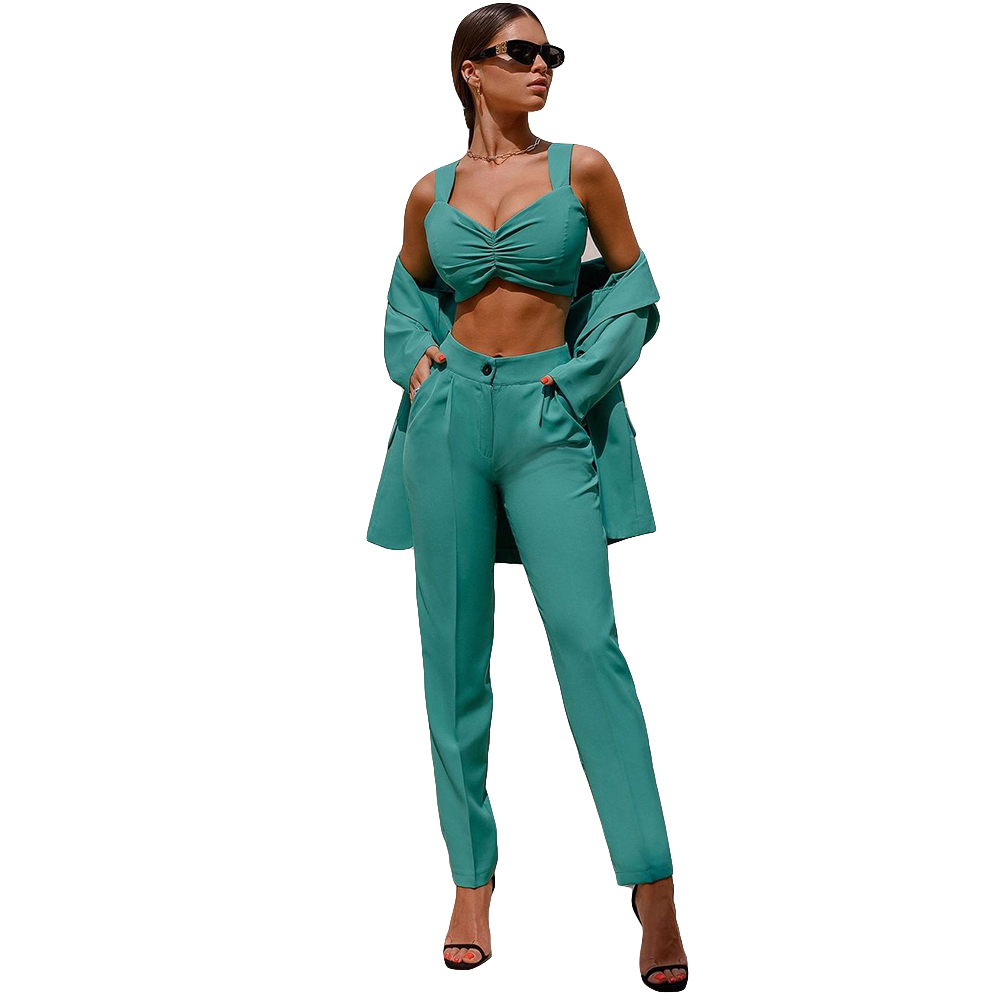 Two Piece Blazer Suits Women Office Sets Spring Long Sleeve Cardigan Tuxedos Solid Pants Set Lady Casual Wear