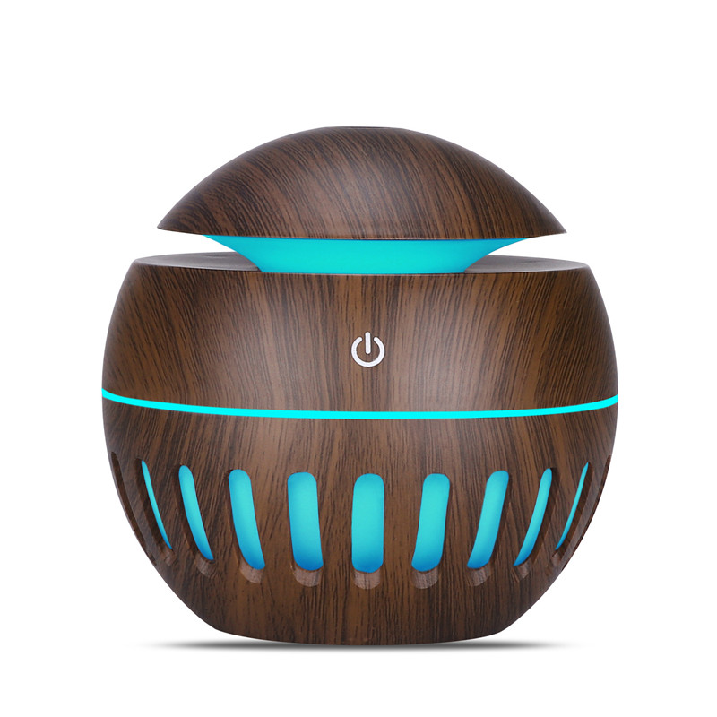 130ml Electric Air Humidifier Essential Aroma Oil Diffuser USB Rechargeable Wood Grain Humidifiers With 7 Color LED Lights Humidificador De Aire Elect